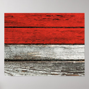Indonesische Flagge mit rauem hölzernem Poster