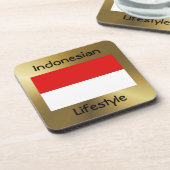 Indonesische Flagge+Text-Untersetzer Untersetzer (Linke Seite)