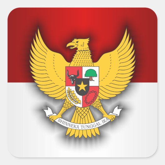 Indonesische Flagge und Emblem Quadratischer Aufkleber (Vorderseite)