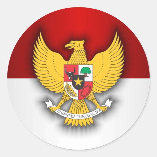 Indonesische Flagge und Emblem Runder Aufkleber (Vorderseite)