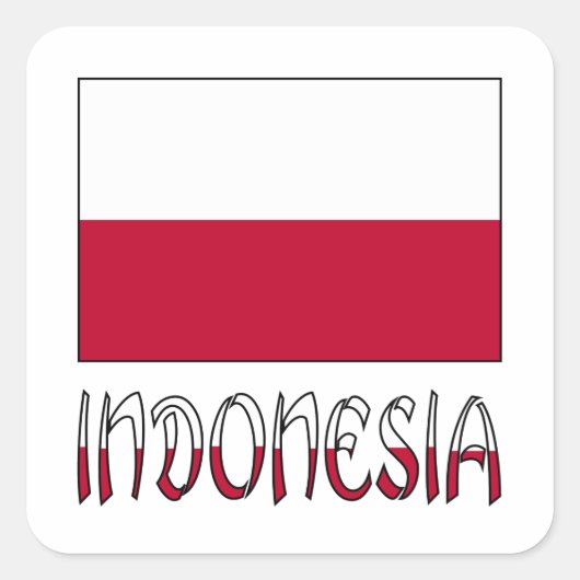 Indonesische Flagge und Indonesien Quadratischer Aufkleber (Vorderseite)