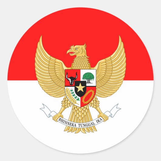 Indonesische Flagge und Nationalemblem, Indonesien Runder Aufkleber (Vorderseite)