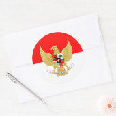 Indonesische Flagge und Nationalemblem, Indonesien Runder Aufkleber (Umschlag)