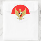Indonesische Flagge und Nationalemblem, Indonesien Runder Aufkleber (Tasche)