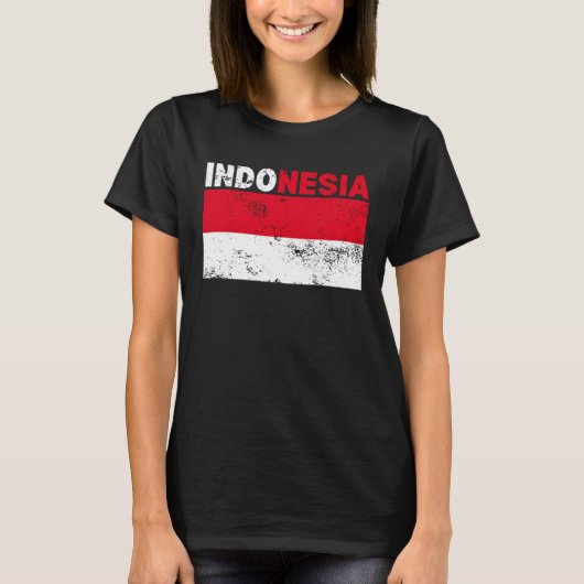 Indonesische Flagge Vintag T-Shirt (Vorderseite)