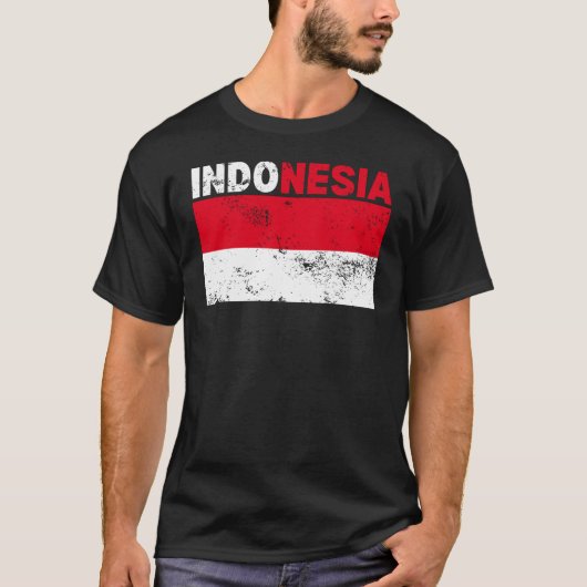 Indonesische Flagge Vintager T - Shirt (Vorderseite)