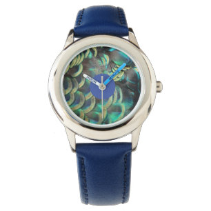 Indonesische Peacock Feathers Pattern Kids Watch Armbanduhr