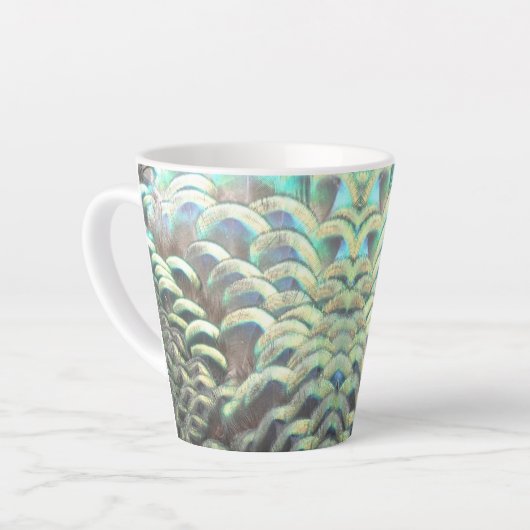 Indonesische Pfauenfeathers Latte-Tasse Milchtasse (Linke Ecke)