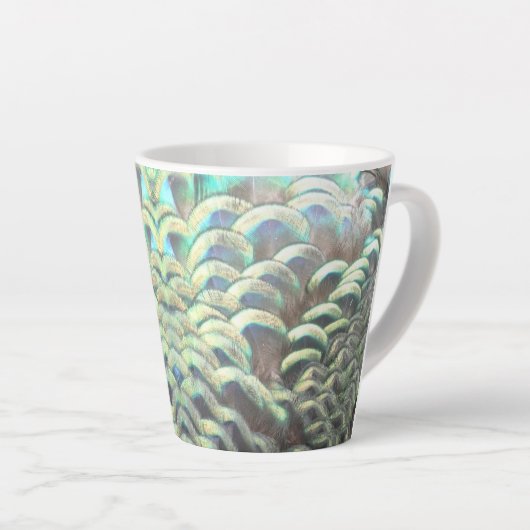 Indonesische Pfauenfeathers Latte-Tasse Milchtasse (Rechte Ecke)