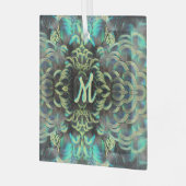 Indonesische Pfauenmuster Kust. Monogramm Ornament Aus Glas (Vorderseite links)