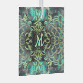 Indonesische Pfauenmuster Kust. Monogramm Ornament Aus Glas (Vorderseite Rechts)