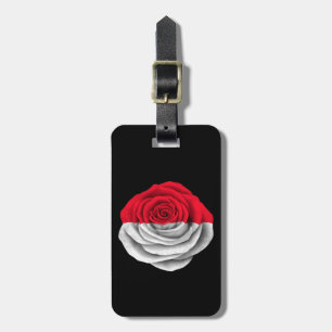 Indonesische Rosen-Flagge auf Schwarzem Gepäckanhänger