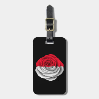 Indonesische Rosen-Flagge auf Schwarzem Gepäckanhänger