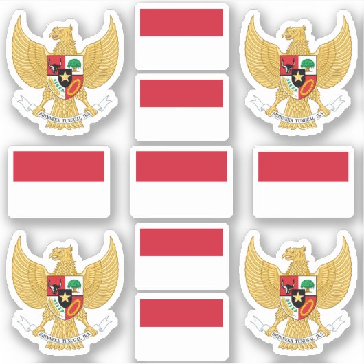 indonesische Staatssymbole/Wappen und Flagge Aufkleber (Vorderseite)
