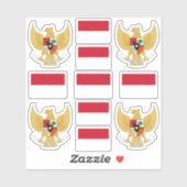 indonesische Staatssymbole/Wappen und Flagge Aufkleber (Blatt)