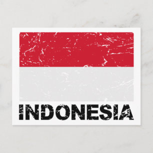 Indonesische Vintage Flagge Postkarte