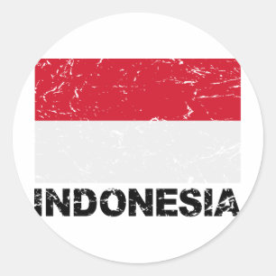 Indonesische Vintage Flagge Runder Aufkleber
