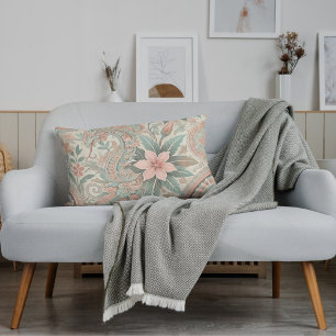  Indonesischer Batik-Blumenmuster Boho Rosa Blau  Lendenkissen