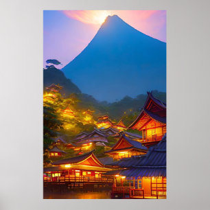 Indonesisches Dorf Sonnenuntergang  Poster