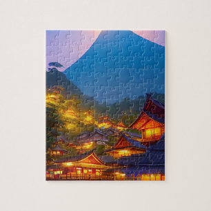 Indonesisches Dorf Sonnenuntergang Puzzle