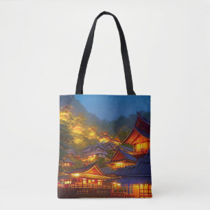 Indonesisches Dorf Sonnenuntergang  Tasche