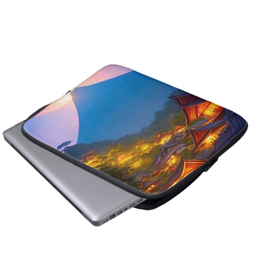 Indonesisches Dorf Sunset Laptopschutzhülle (Vorne Knopf)