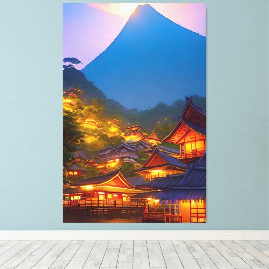 Indonesisches Dorf Sunset Leinwanddruck (Insitu (Holzboden))