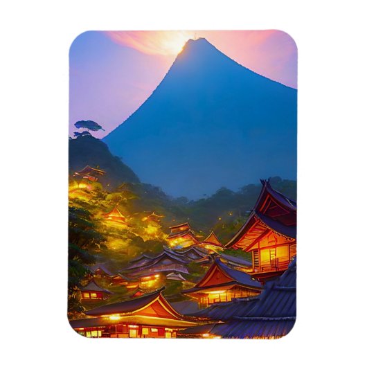 Indonesisches Dorf Sunset Magnet (Vertikal)