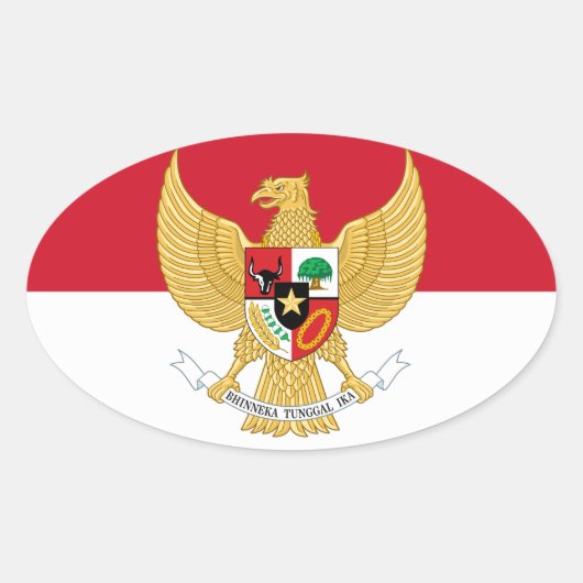 indonesisches Emblem Ovaler Aufkleber (Vorderseite)