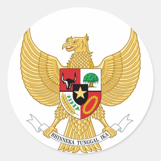 indonesisches Emblem Runder Aufkleber (Vorderseite)