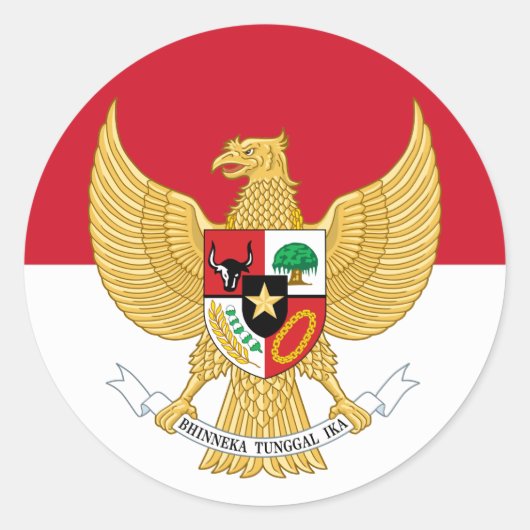 indonesisches Emblem Runder Aufkleber (Vorderseite)
