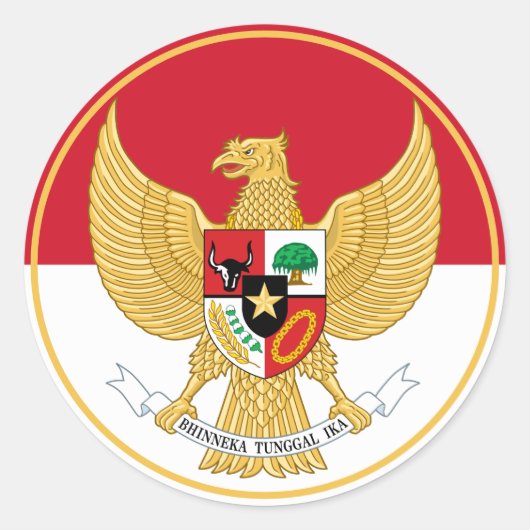 indonesisches Emblem Runder Aufkleber (Vorderseite)