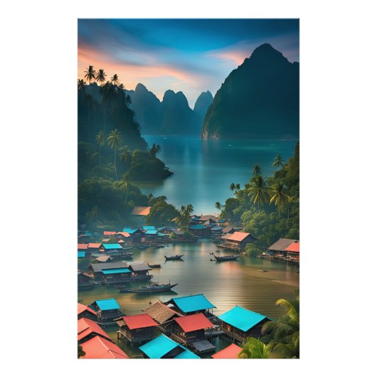 Indonesisches Fischerdorf Fotodruck (Vorne)