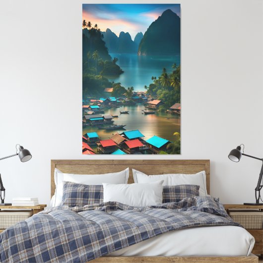 Indonesisches Fischerdorf Leinwanddruck (Insitu (Schlafzimmer))