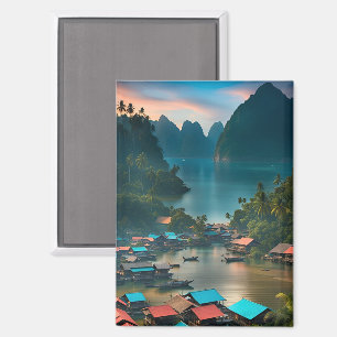 Indonesisches Fischerdorf Magnet