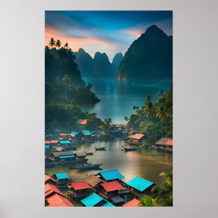 Indonesisches Fischerdorf  Poster