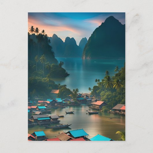 Indonesisches Fischerdorf Postkarte (Vorderseite)