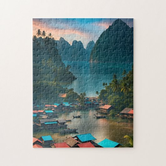 Indonesisches Fischerdorf Puzzle (Vertikal)