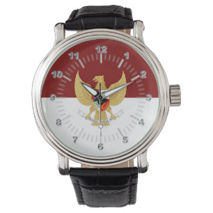 Indonesisches Flaggenzeichen Armbanduhr