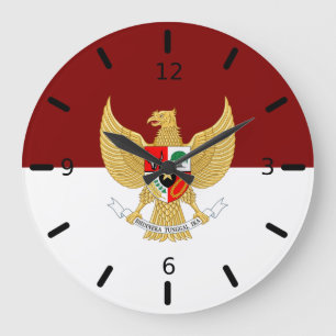 Indonesisches Flaggenzeichen Große Wanduhr