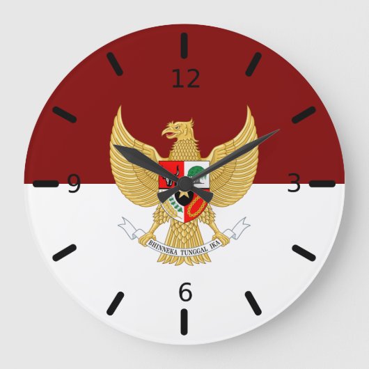 Indonesisches Flaggenzeichen Große Wanduhr (Vorderseite)