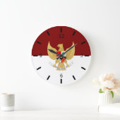 Indonesisches Flaggenzeichen Große Wanduhr (Zuhause)