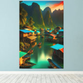 Indonesisches kleines Fischerdorf Leinwanddruck (Insitu (Holzboden))