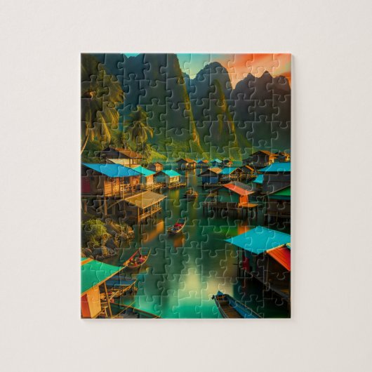 Indonesisches kleines Fischerdorf Puzzle (Vertikal)