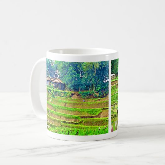Indonesisches Reisfeld Kaffeetasse (Vorderseite Links)