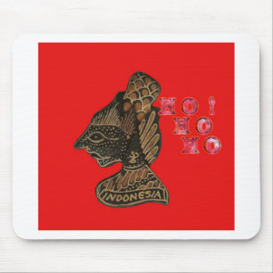 Indonesisches Schattenpuppet Hohoho-Design auf rot Mousepad
