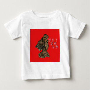 Indonesisches Schattenspiel Hohoho Design auf rote Baby T-shirt