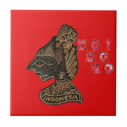 Indonesisches Schattenspiel Hohoho Design auf rote Fliese (Vorderseite)