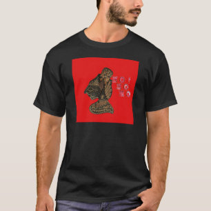 Indonesisches Schattenspiel Hohoho Design auf rote T-Shirt
