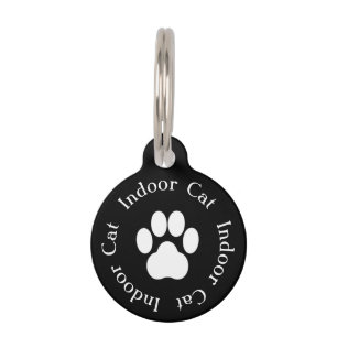"Indoor Cat" Paw Print Cat Tag Tiernamensmarke